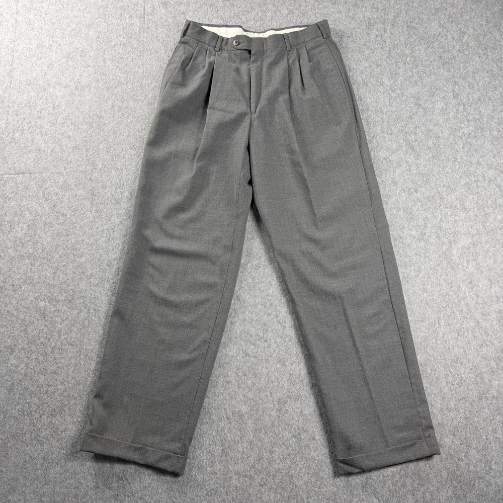 VTG Murano Dress Pants Men's 31x31 Gray Wool Nylon Pleated Straight